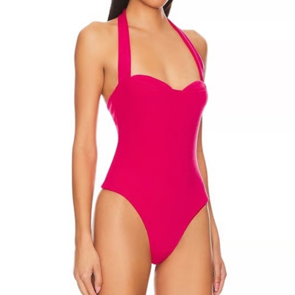 Lovers + Friends Hot Pink Halter Bodysuit